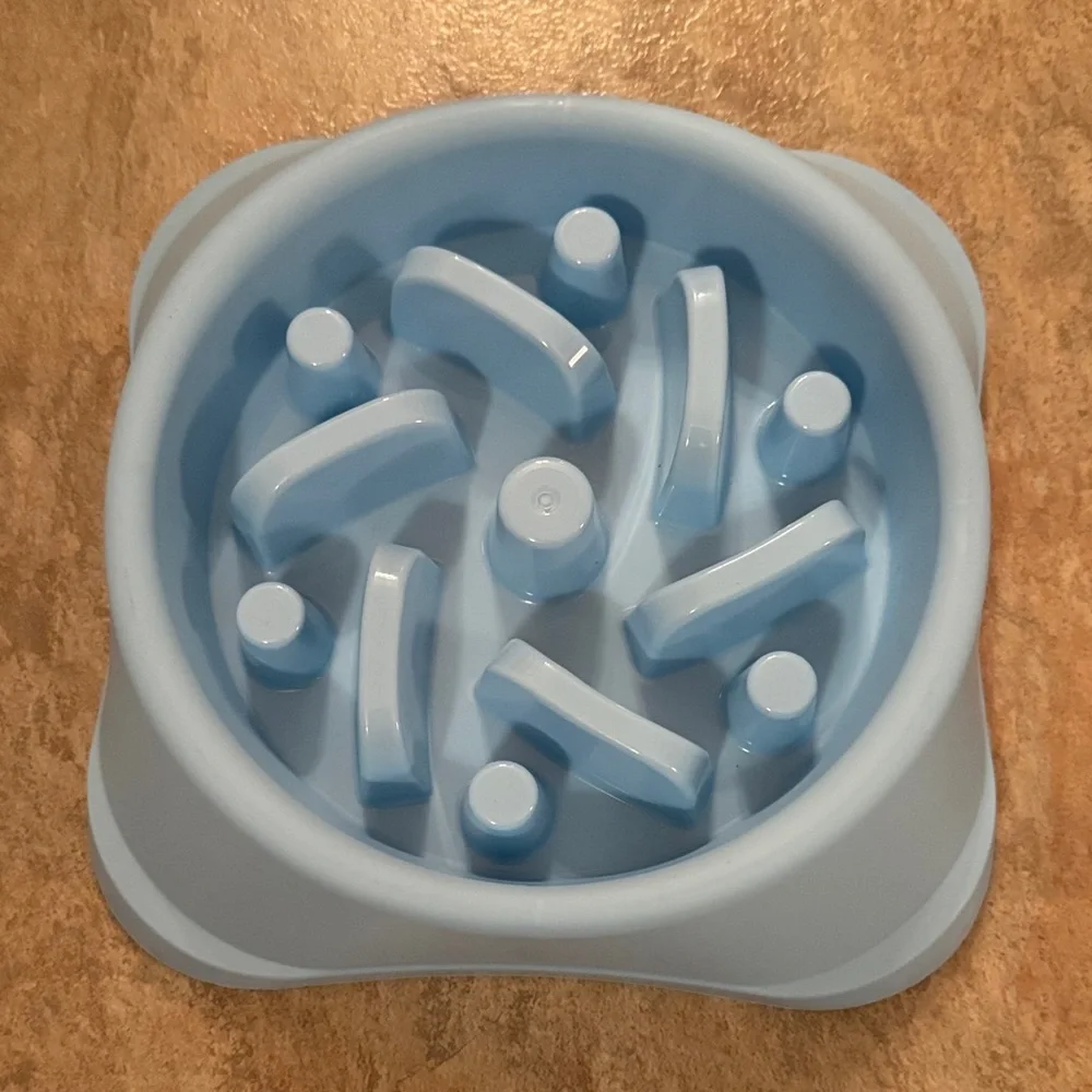 NEW Pale Blue Slow Feeder Maze Dog Bowl